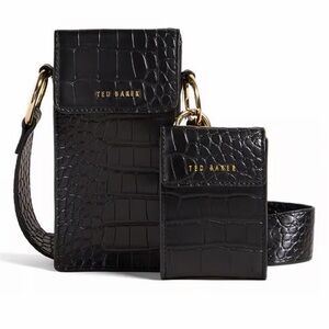 Ted Baker Black Croc-Embossed Set with Gold Accents